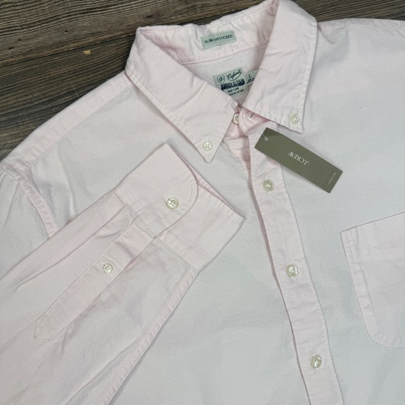 J.Crew Other - J.Crew Mens Size Large Slim Untucked Broken-In Oxford Shirt Pink Cotton NEW